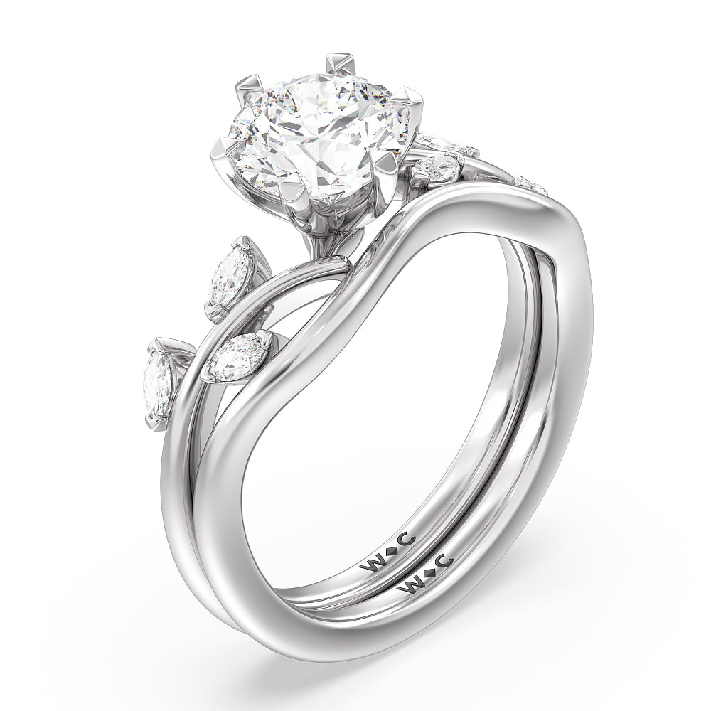 Oval Cut Slender Vine Six Prong Engagement Ring with Lab Grown Diamond in 14KT Platinum view 4
