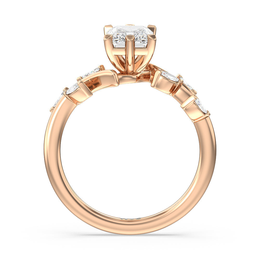 Radiant Cut Slender Vine Six Prong Engagement Ring with Lab Grown Diamond in 14KT Rose Gold view 2
