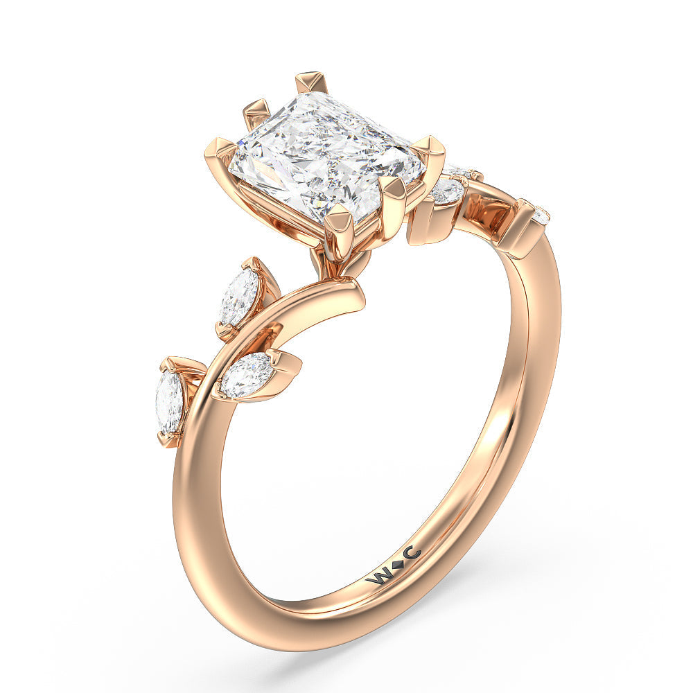 Radiant Cut Slender Vine Six Prong Engagement Ring with Lab Grown Diamond in 14KT Rose Gold view 3
