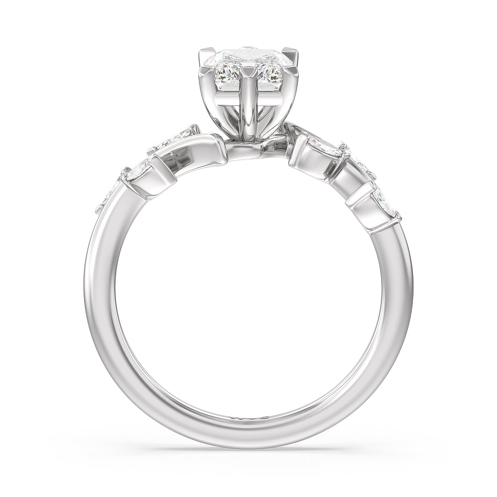Radiant Cut Slender Vine Six Prong Engagement Ring with Lab Grown Diamond in 14KT Platinum view 2
