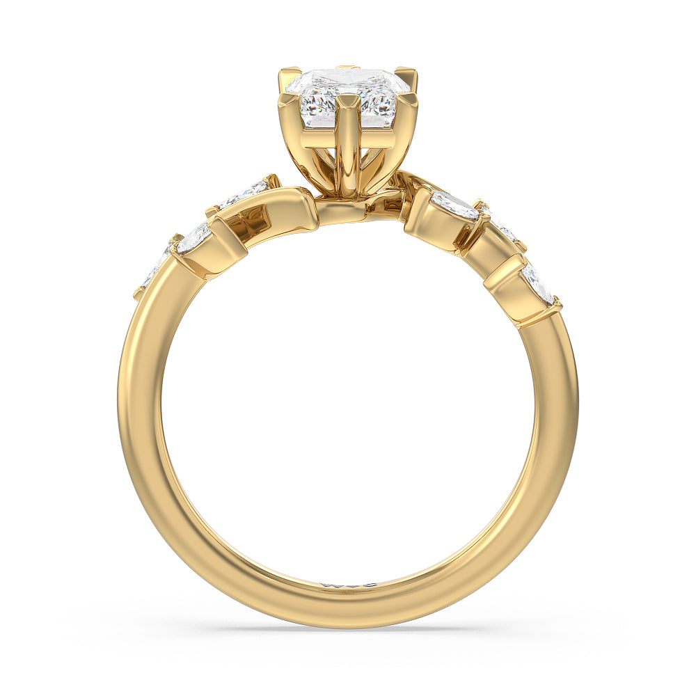 Radiant Cut Slender Vine Six Prong Engagement Ring with Lab Grown Diamond in 14KT Yellow Gold view 2
