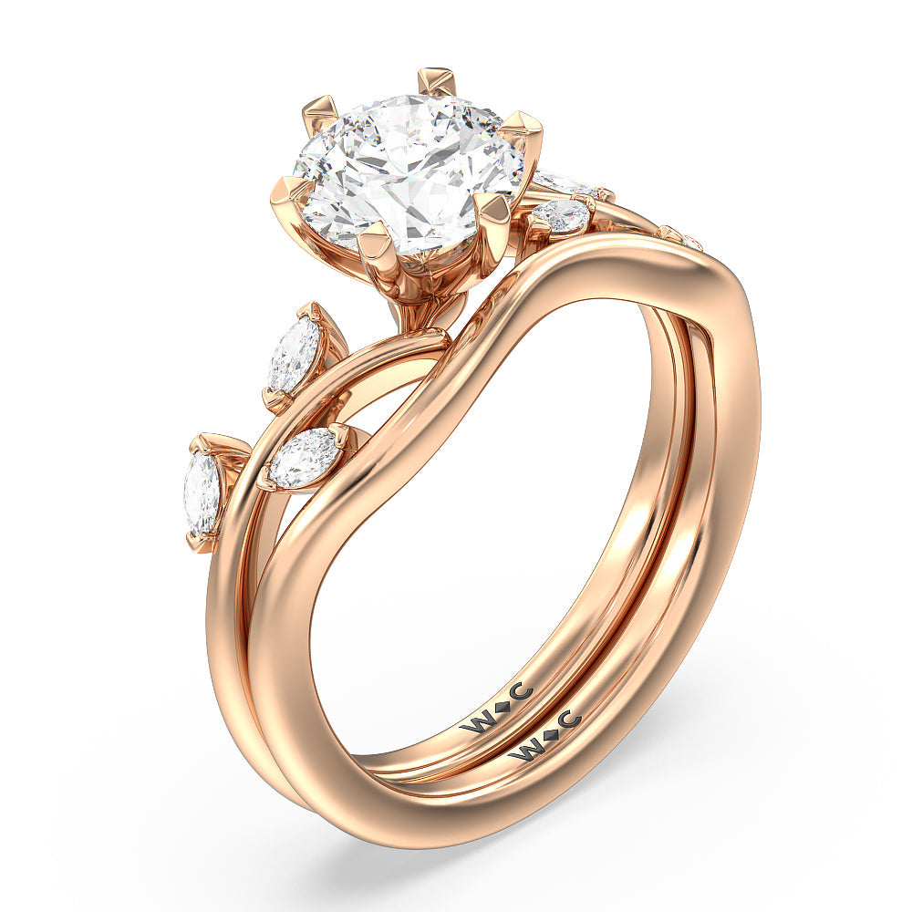 Round Cut Slender Vine Six Prong Engagement Ring with Lab Grown Diamond in 14KT Rose Gold view 4
