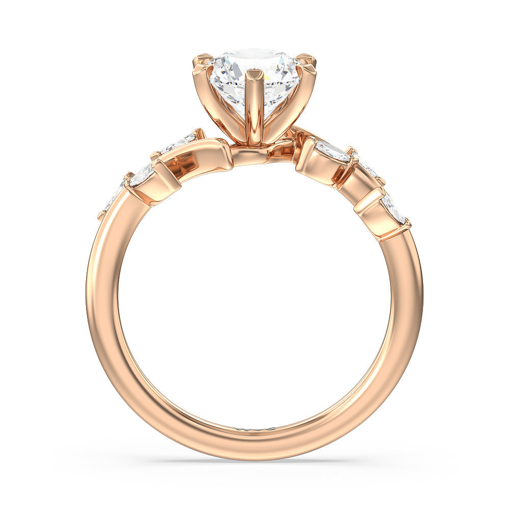 Round Cut Slender Vine Six Prong Engagement Ring with Lab Grown Diamond in 14KT Rose Gold view 2
