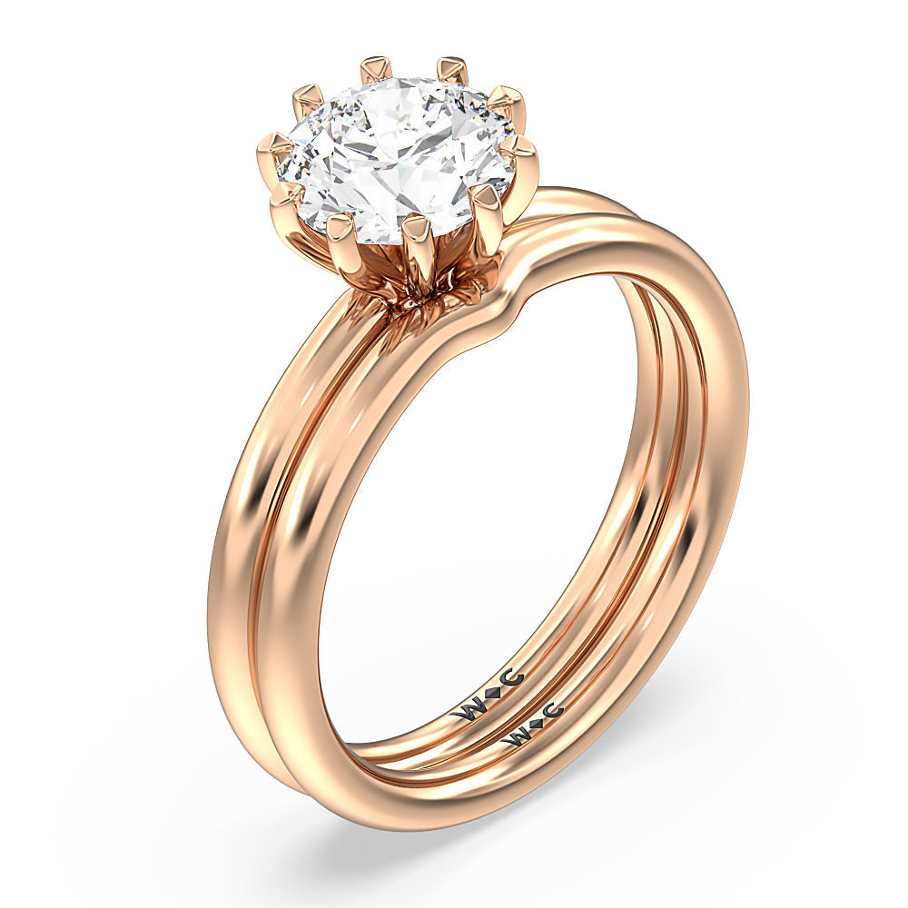 Petite Ten Prong Solitaire Engagement Ring with Round Cut Diamond in 14KT Rose Gold view 4
