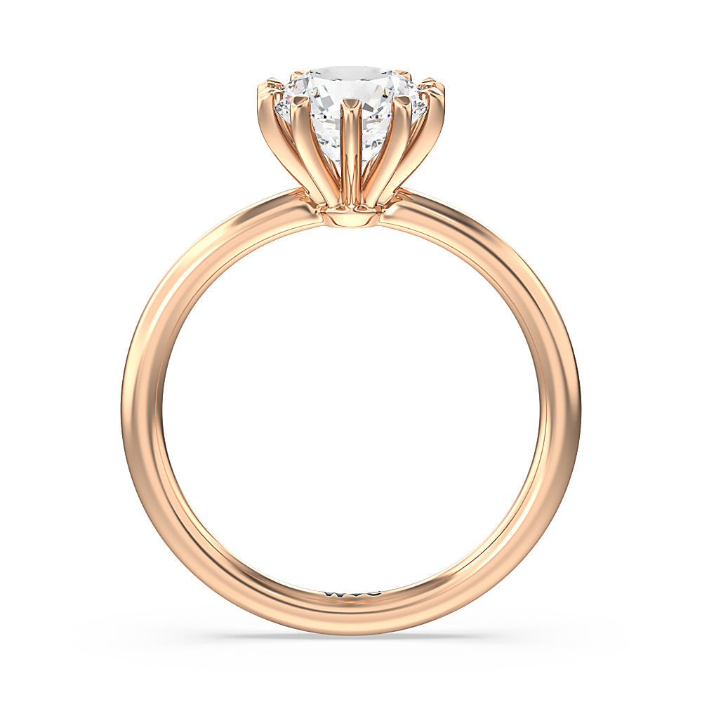 Petite Ten Prong Solitaire Engagement Ring with Round Cut Diamond in 14KT Rose Gold view 2
