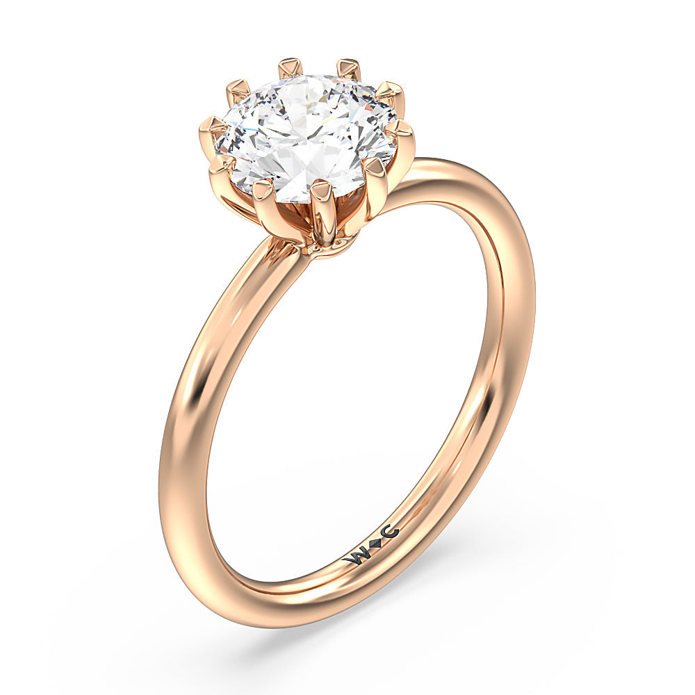 Petite Ten Prong Solitaire Engagement Ring with Round Cut Diamond in 14KT Rose Gold view 3
