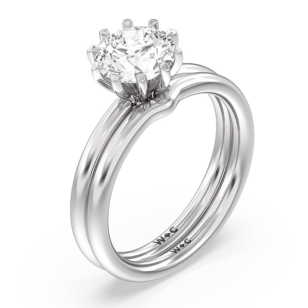 Petite Ten Prong Solitaire Engagement Ring with Round Cut Diamond in 14KT Platinum view 4
