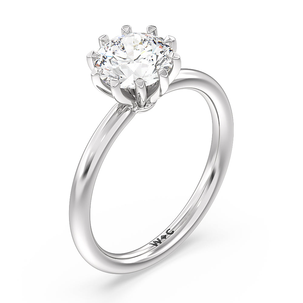 Petite Ten Prong Solitaire Engagement Ring with Round Cut Diamond in 14KT Platinum view 3
