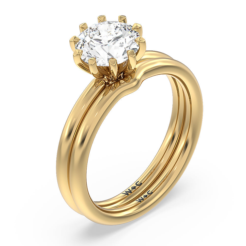 Petite Ten Prong Solitaire Engagement Ring with Round Cut Diamond in 14KT Yellow Gold view 4
