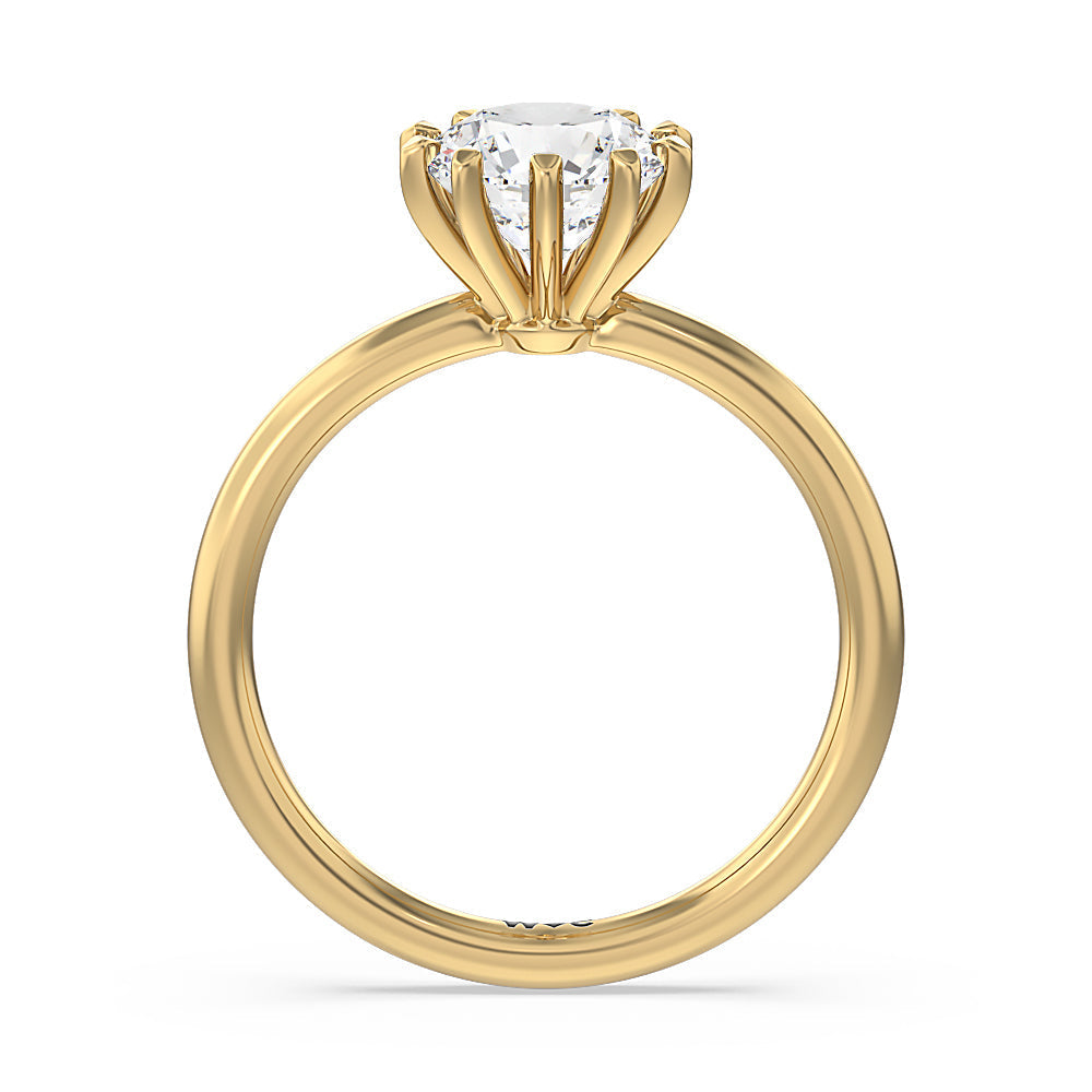 Petite Ten Prong Solitaire Engagement Ring with Round Cut Diamond in 14KT Yellow Gold view 2
