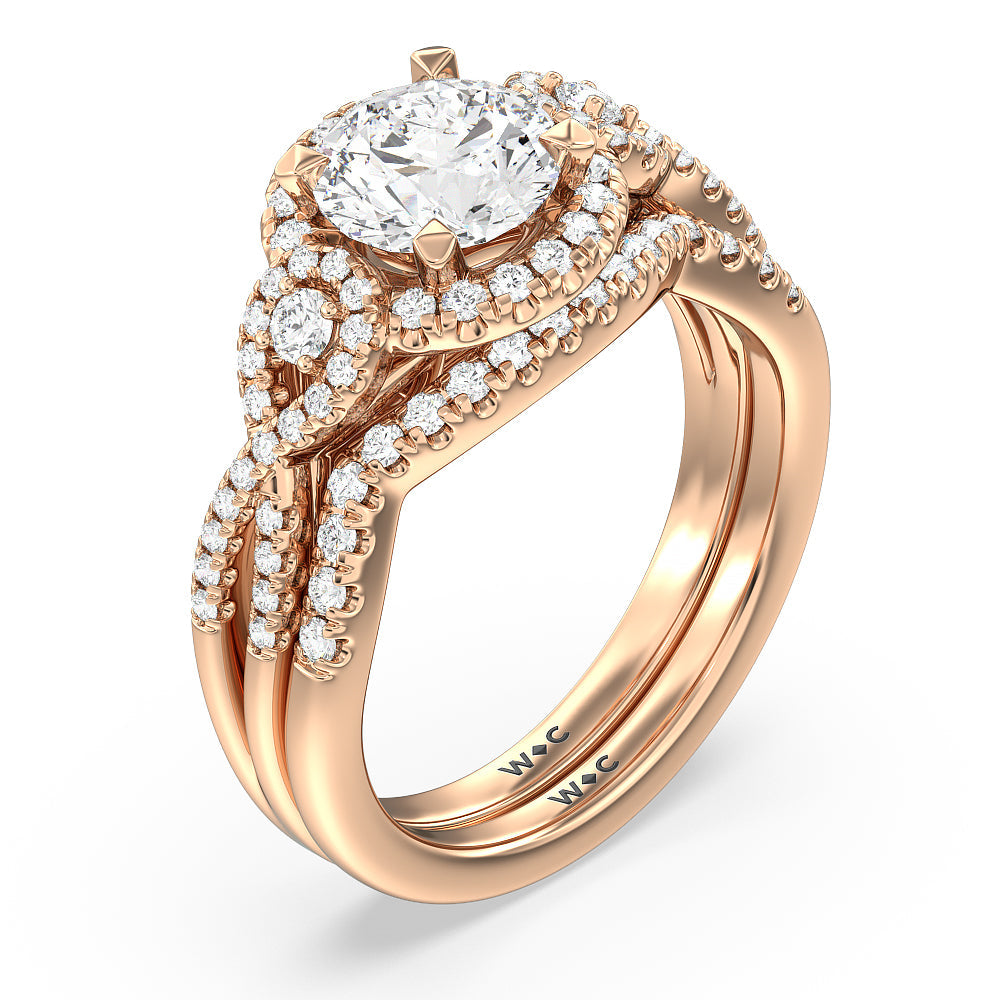 Elegant Halo Side Stone Accent Engagement Ring with Oval Cut Diamond in 14KT Rose Gold view 4
