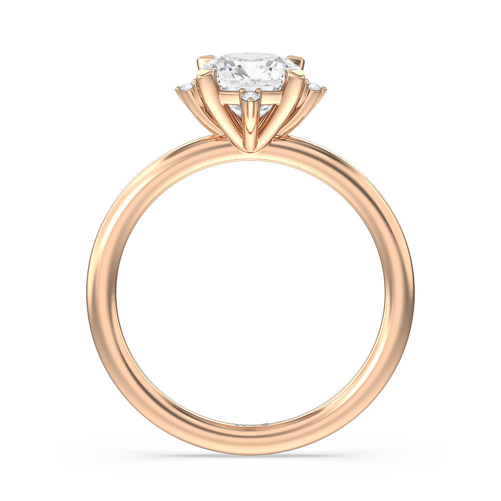 Cushion Cut Star Halo Solitaire Engagement Ring with Lab Grown Diamond in 14KT Rose Gold view 2
