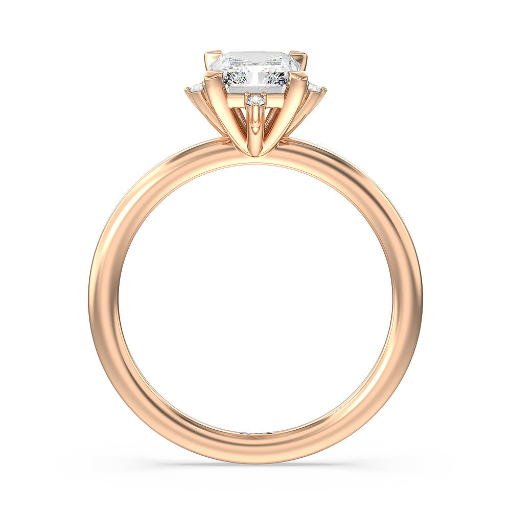 Radiant Cut Star Halo Solitaire Engagement Ring with Lab Grown Diamond in 14KT Rose Gold view 2
