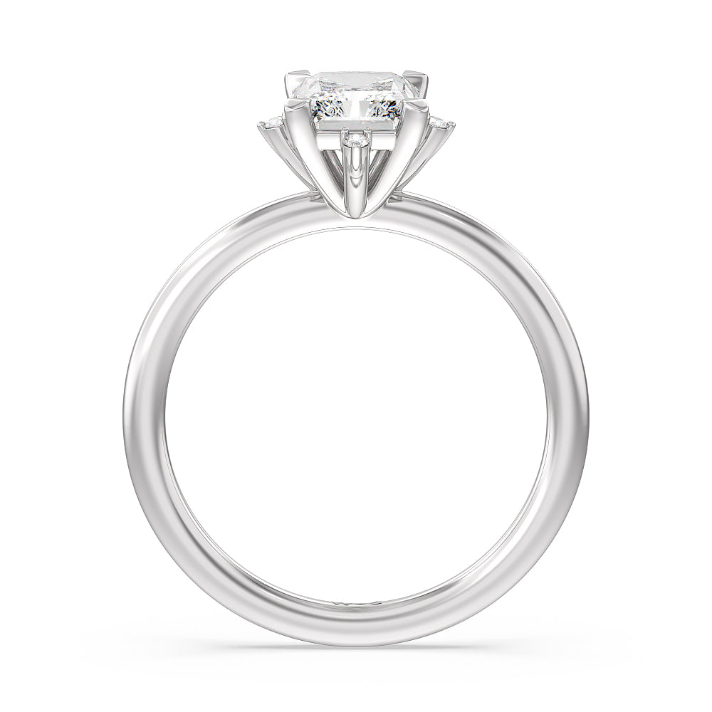 Radiant Cut Star Halo Solitaire Engagement Ring with Lab Grown Diamond in 14KT Platinum view 2
