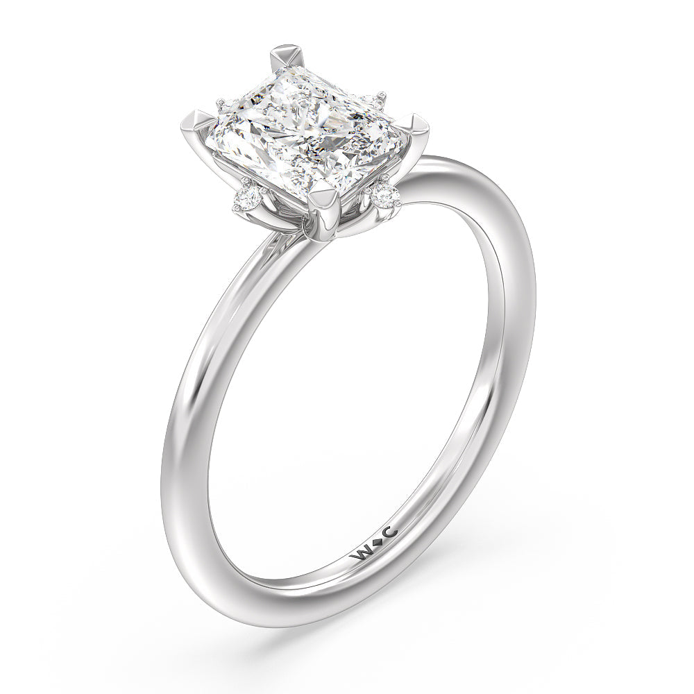 Radiant Cut Star Halo Solitaire Engagement Ring with Lab Grown Diamond in 14KT Platinum view 3
