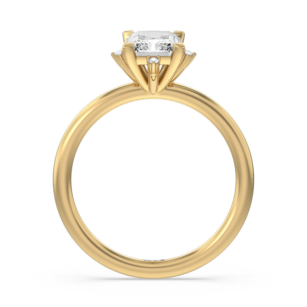 Radiant Cut Star Halo Solitaire Engagement Ring with Lab Grown Diamond in 14KT Yellow Gold view 2
