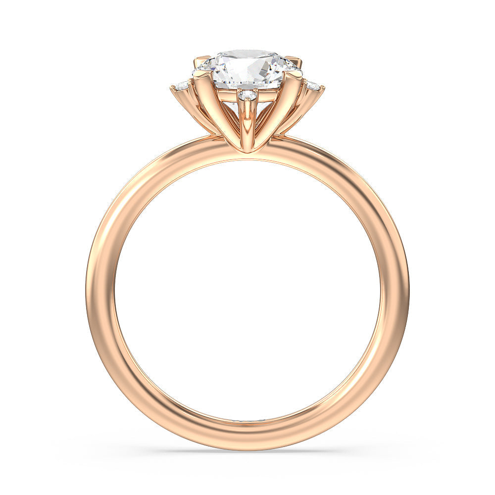 Round Cut Star Halo Solitaire Engagement Ring with Lab Grown Diamond in 14KT Rose Gold view 2
