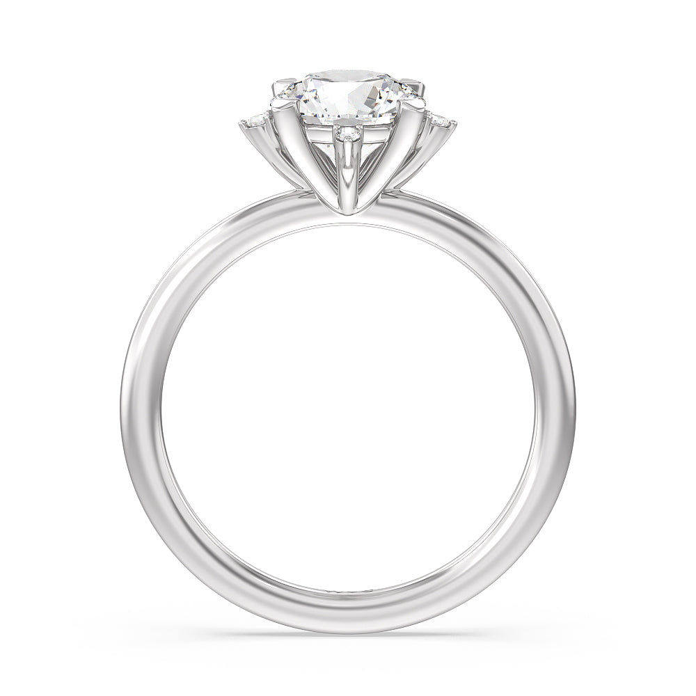 Round Cut Star Halo Solitaire Engagement Ring with Lab Grown Diamond in 14KT Platinum view 2
