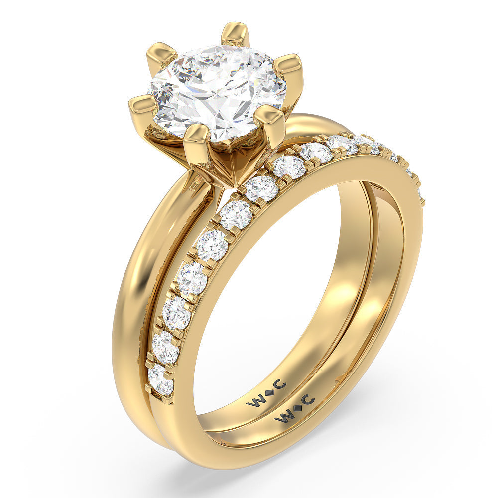 Oval Cut Medi Classic Six Prong Solitaire Diamond Engagement Ring with Lab Grown Diamond in 14KT Yellow Gold view 4
