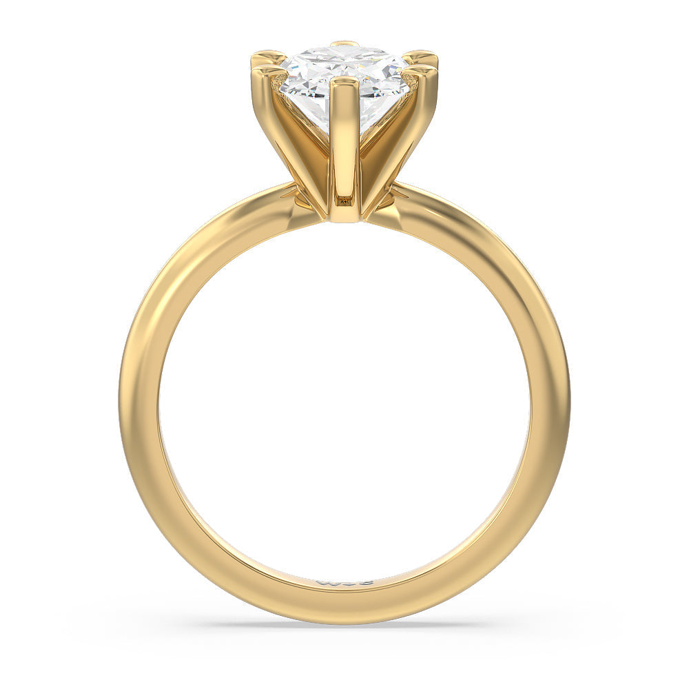 Oval Cut Medi Classic Six Prong Solitaire Diamond Engagement Ring with Lab Grown Diamond in 14KT Yellow Gold view 2
