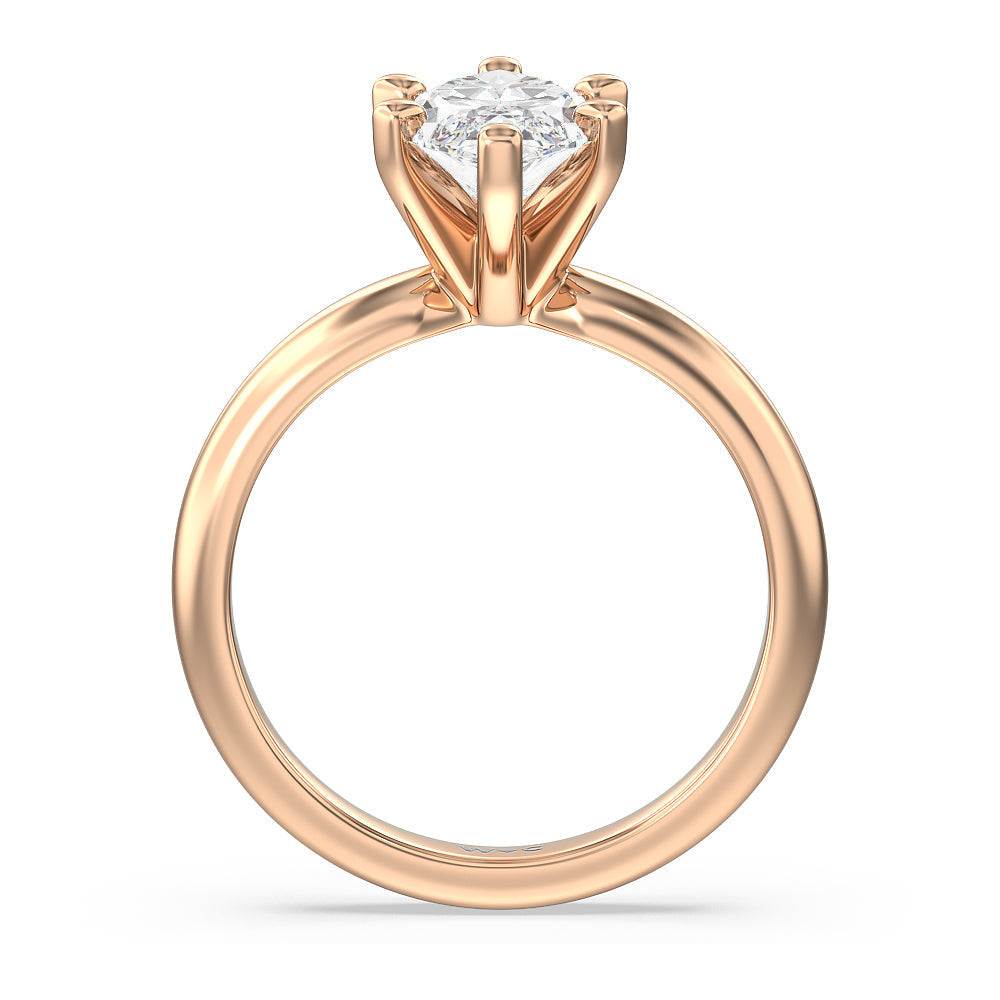 Maxi Classic Six Prong Solitaire Diamond Engagement Ring with Marquise Cut Diamond in 14KT Rose Gold view 2
