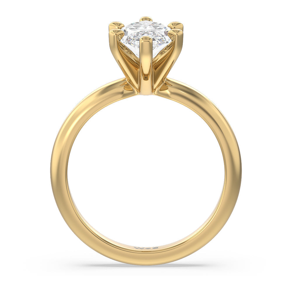 Maxi Classic Six Prong Solitaire Diamond Engagement Ring with Marquise Cut Diamond in 14KT Yellow Gold view 2
