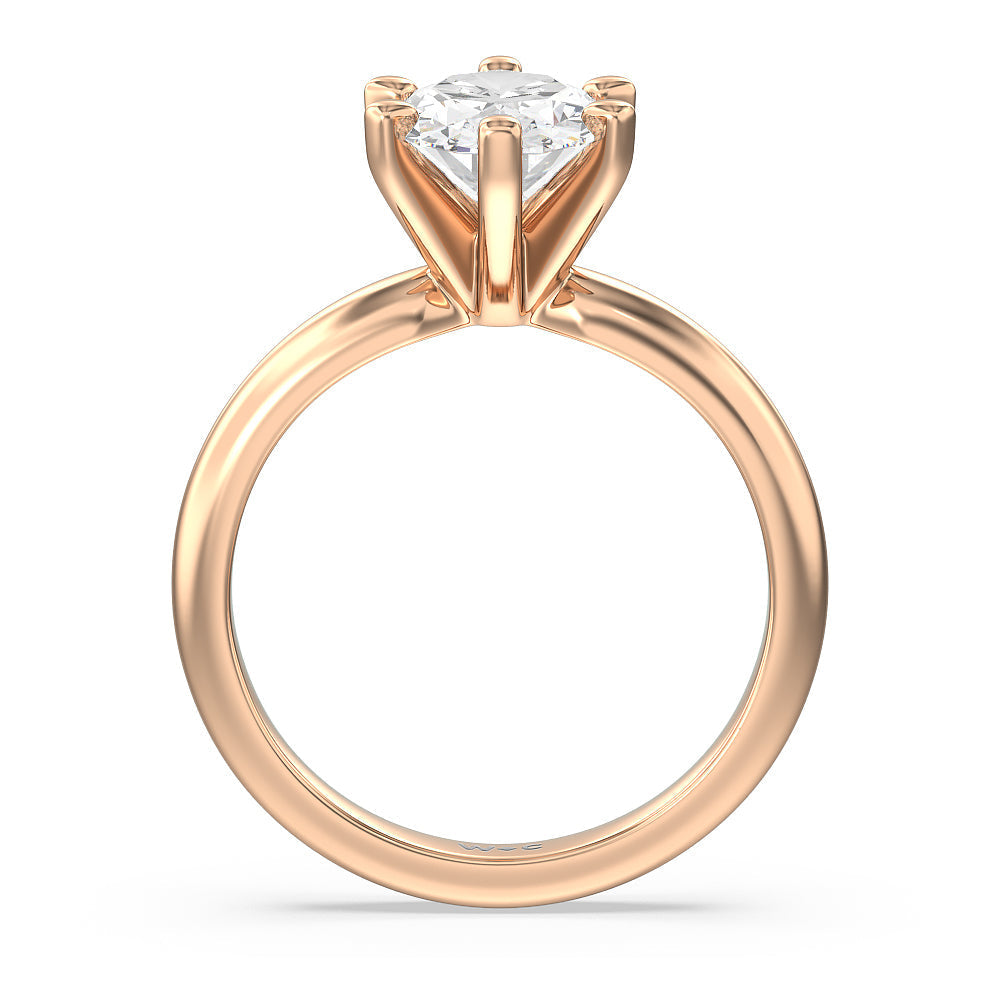 Maxi Classic Six Prong Solitaire Diamond Engagement Ring with Oval Cut Diamond in 14KT Rose Gold view 2
