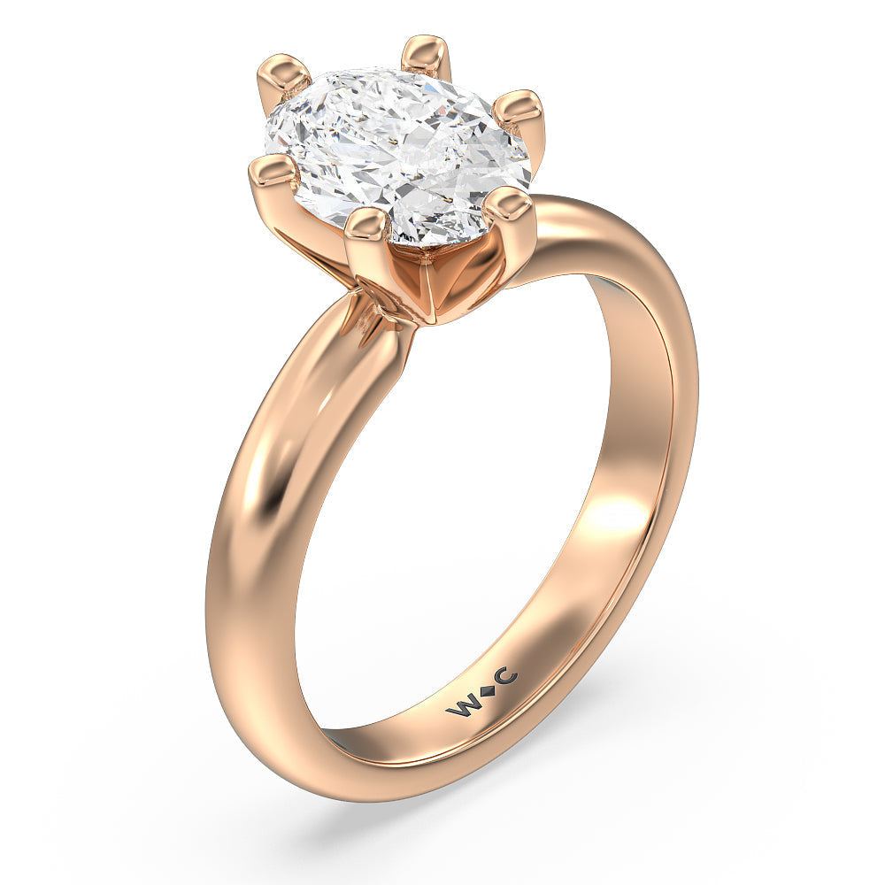 Maxi Classic Six Prong Solitaire Diamond Engagement Ring with Oval Cut Diamond in 14KT Rose Gold view 3
