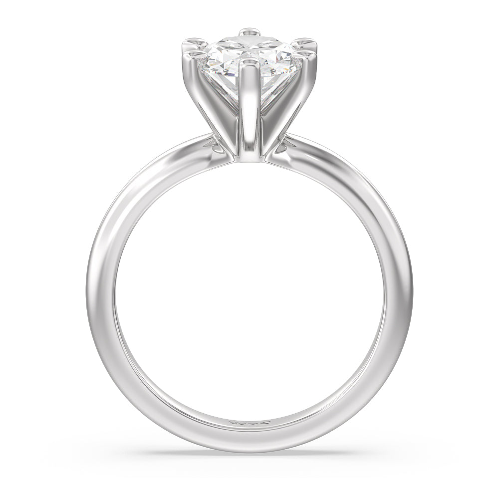 Maxi Classic Six Prong Solitaire Diamond Engagement Ring with Oval Cut Diamond in 14KT Platinum view 2
