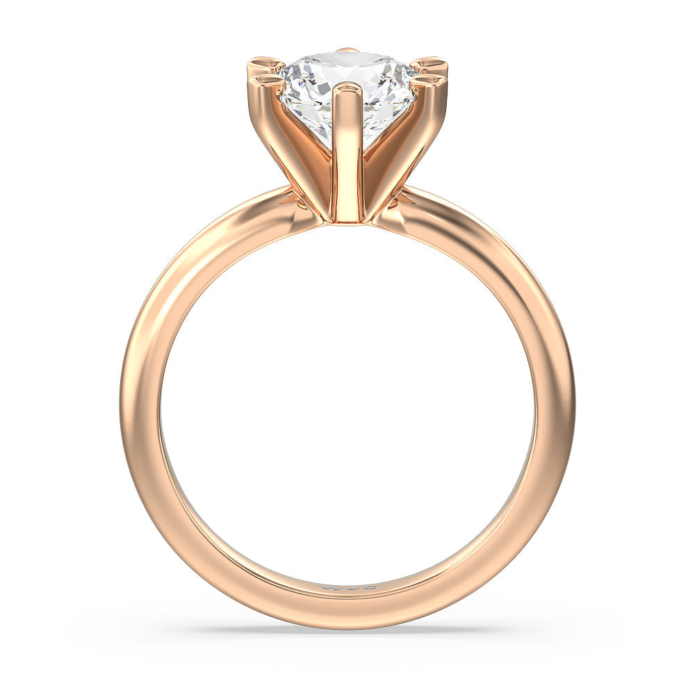 Maxi Classic Six Prong Solitaire Diamond Engagement Ring with Round Cut Diamond in 14KT Rose Gold view 2
