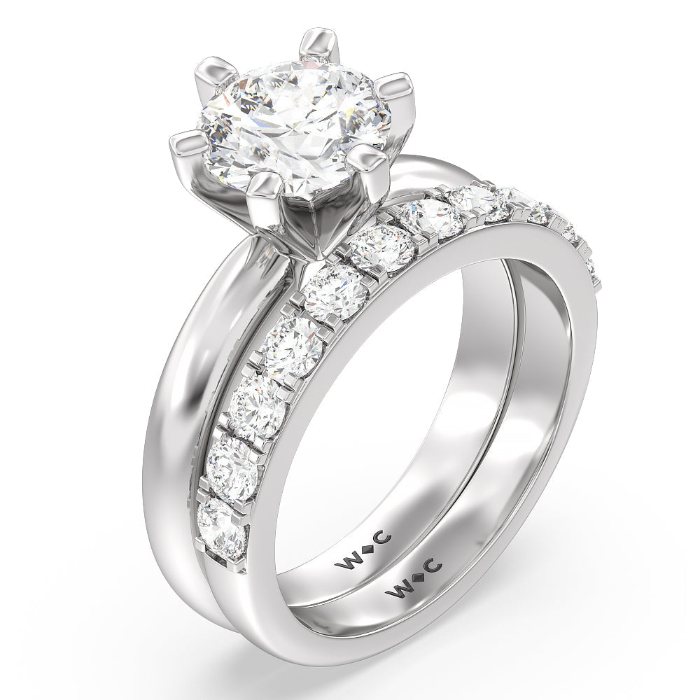 Maxi Classic Six Prong Solitaire Diamond Engagement Ring with Round Cut Diamond in 14KT Platinum view 4
