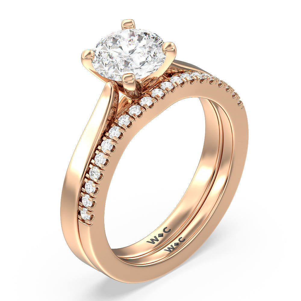 Medi Sleek Cathedral Solitaire Engagement Ring with Round Cut Diamond in 14KT Rose Gold view 4
