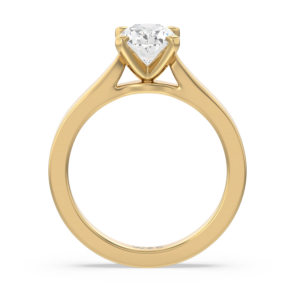 Maxi Sleek Cathedral Solitaire Engagement Ring with Oval Cut Diamond in 14KT Yellow Gold view 2
