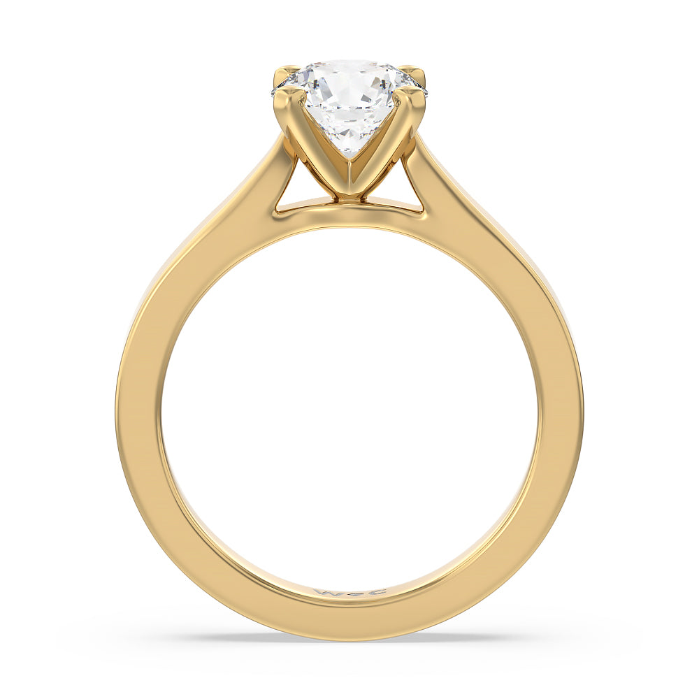 Maxi Sleek Cathedral Solitaire Engagement Ring with Round Cut Diamond in 14KT Yellow Gold view 2

