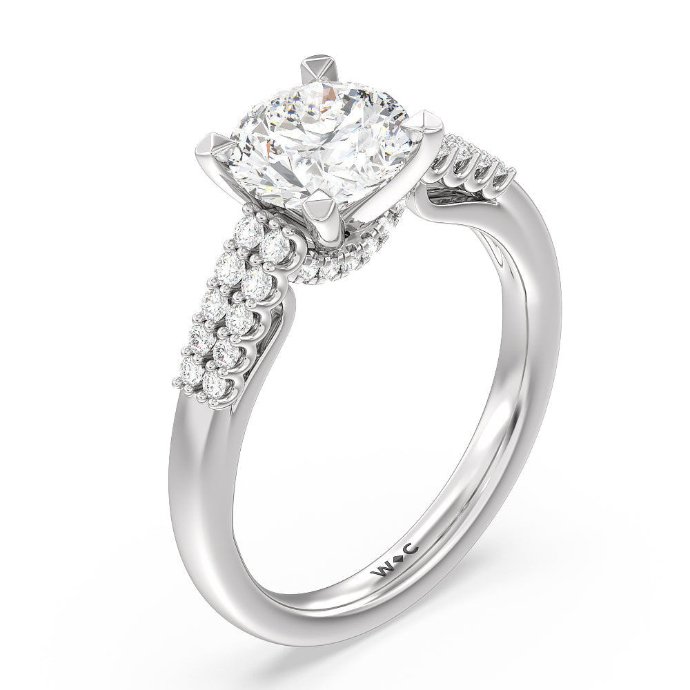 Two Row Bridge Two Row Bridge Accent 2 1/4 CTTW Round Cut Lab Grown Diamond in 14KT ...