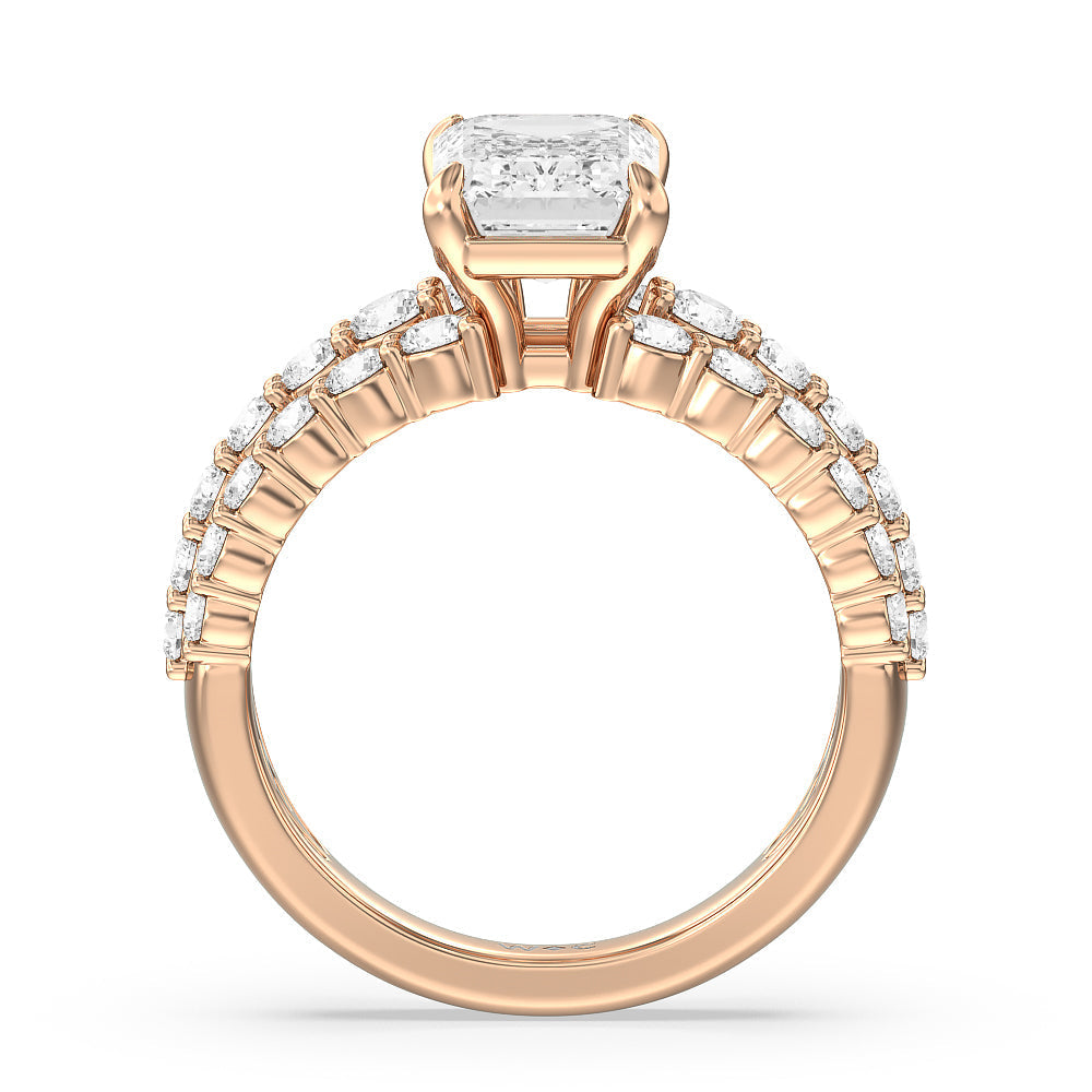 Emerald Cut The Park Avenue Ring with Lab Grown Diamond in 14KT Rose Gold view 2
