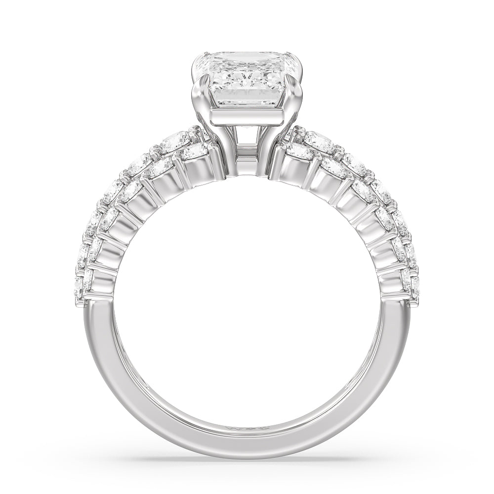 Emerald Cut The Park Avenue Ring with Lab Grown Diamond in 14KT Platinum view 2
