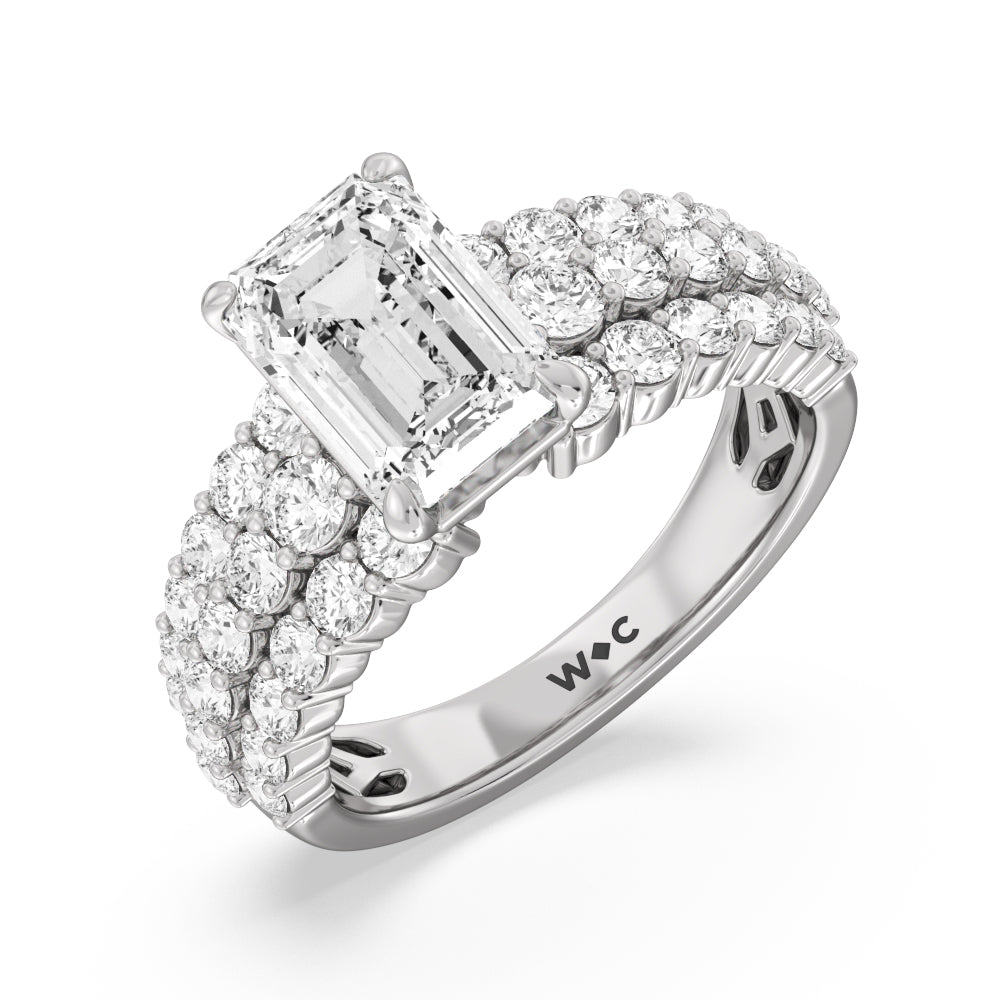 Emerald Cut The Park Avenue Ring with Lab Grown Diamond in 14KT Platinum view 3

