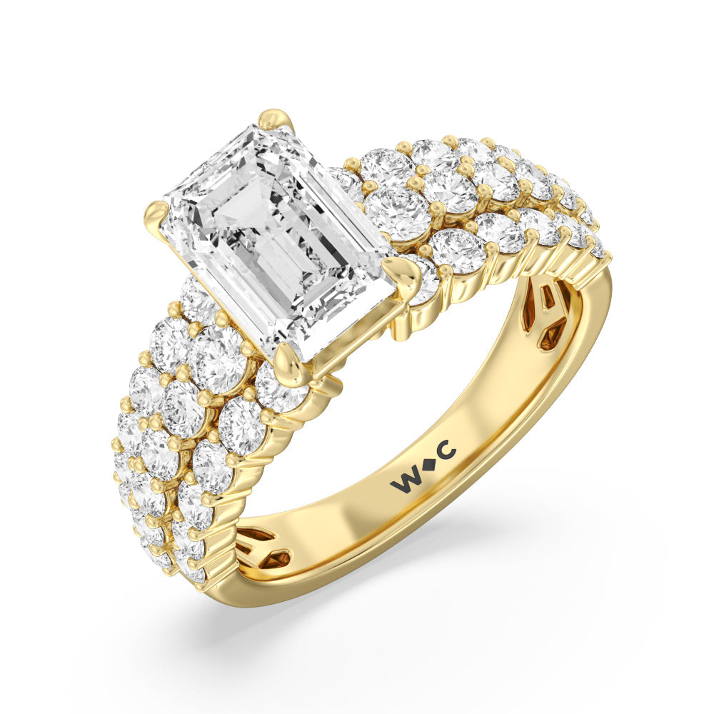 Emerald Cut The Park Avenue Ring with Lab Grown Diamond in 14KT Yellow Gold view 3
