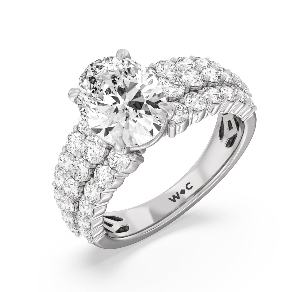 Oval Cut The Park Avenue Ring with Lab Grown Diamond in 14KT Platinum view 3
