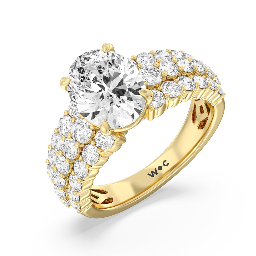 Oval Cut The Park Avenue Ring with Lab Grown Diamond in 14KT Yellow Gold view 3
