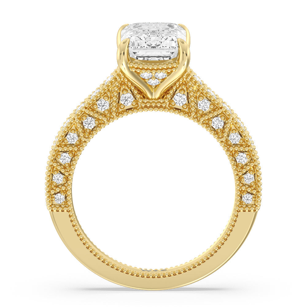 Emerald Cut The Waldorf Ring with Lab Grown Diamond in 14KT Yellow Gold view 2
