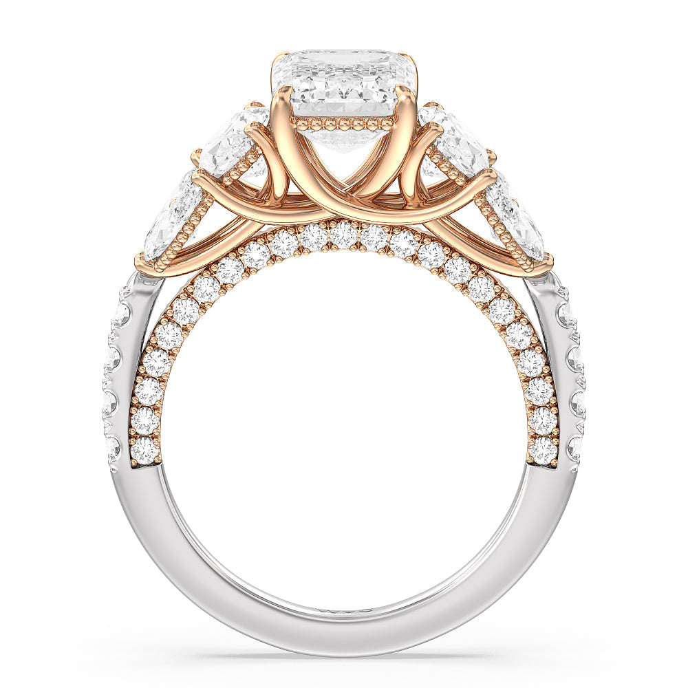 Emerald Cut The Eldridge Ring with Lab Grown Diamond in 14KT White & Rose Gold view 2

