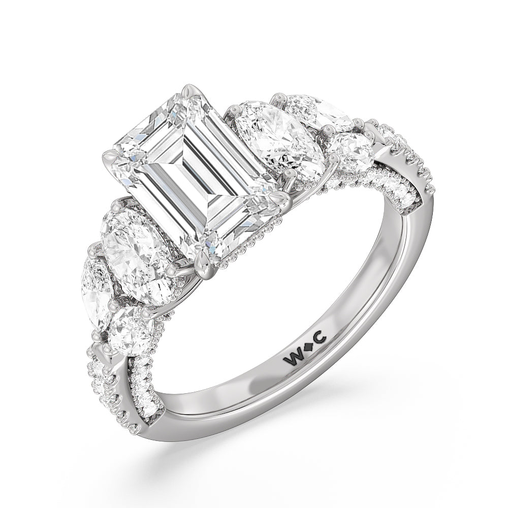 Emerald Cut The Eldridge Ring with Lab Grown Diamond in 14KT Platinum view 3
