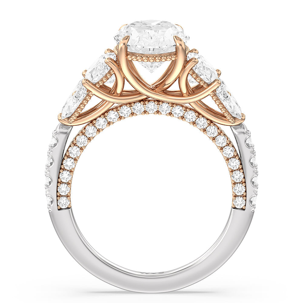 Oval Cut The Eldridge Ring with Lab Grown Diamond in 14KT White & Rose Gold view 2
