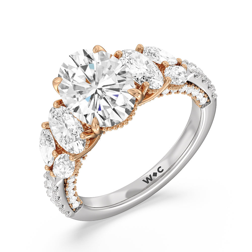 Oval Cut The Eldridge Ring with Lab Grown Diamond in 14KT White & Rose Gold view 3
