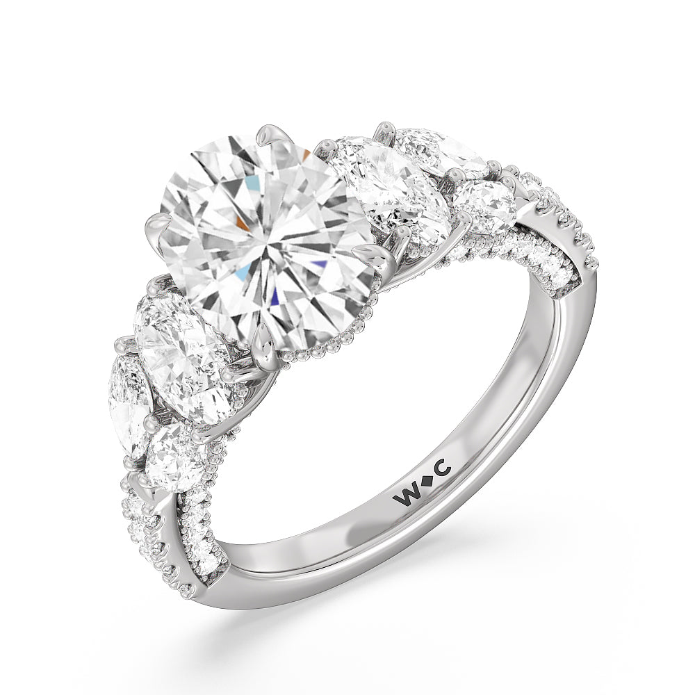 Oval Cut The Eldridge Ring with Lab Grown Diamond in 14KT Platinum view 3
