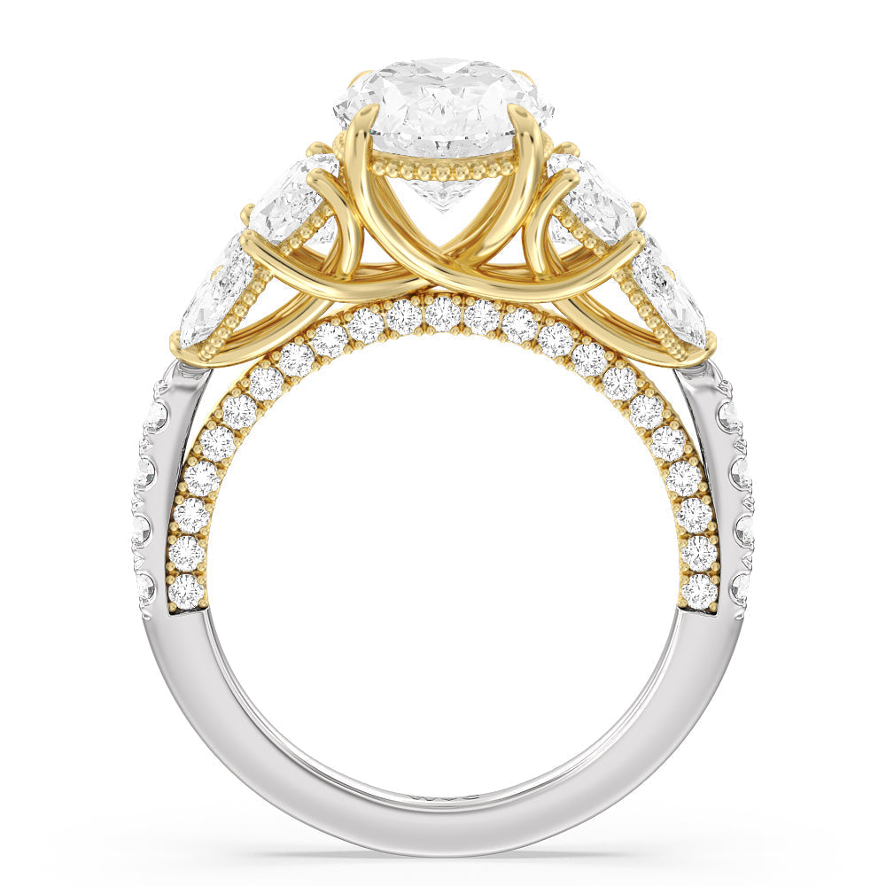 Oval Cut The Eldridge Ring with Lab Grown Diamond in 14KT White & Yellow Gold view 2
