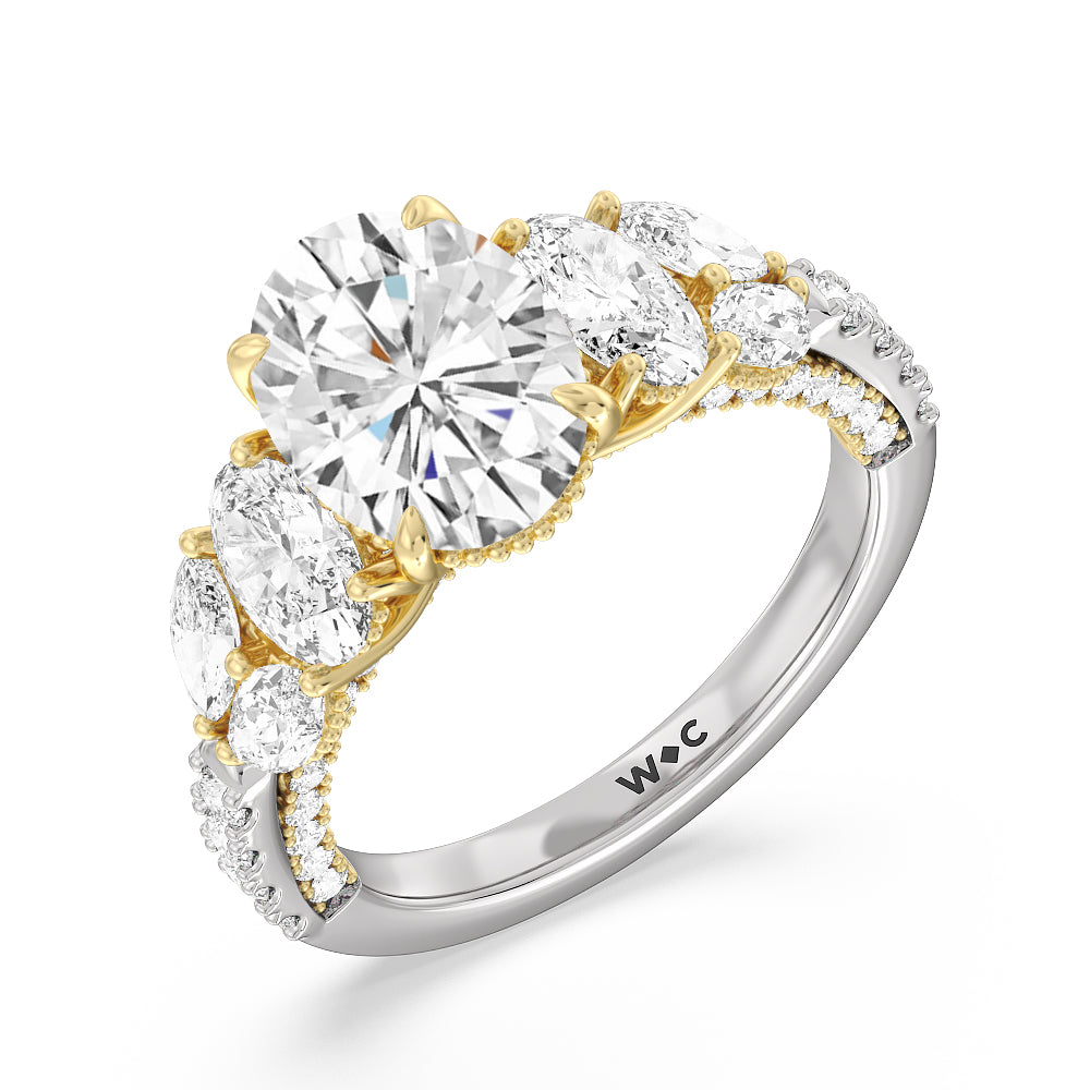 Oval Cut The Eldridge Ring with Lab Grown Diamond in 14KT White & Yellow Gold view 3
