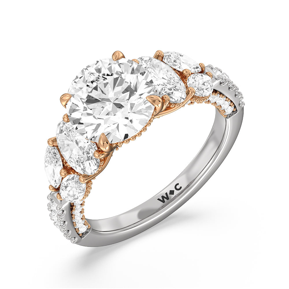 Round Cut The Eldridge Ring with Lab Grown Diamond in 14KT White & Rose Gold view 3
